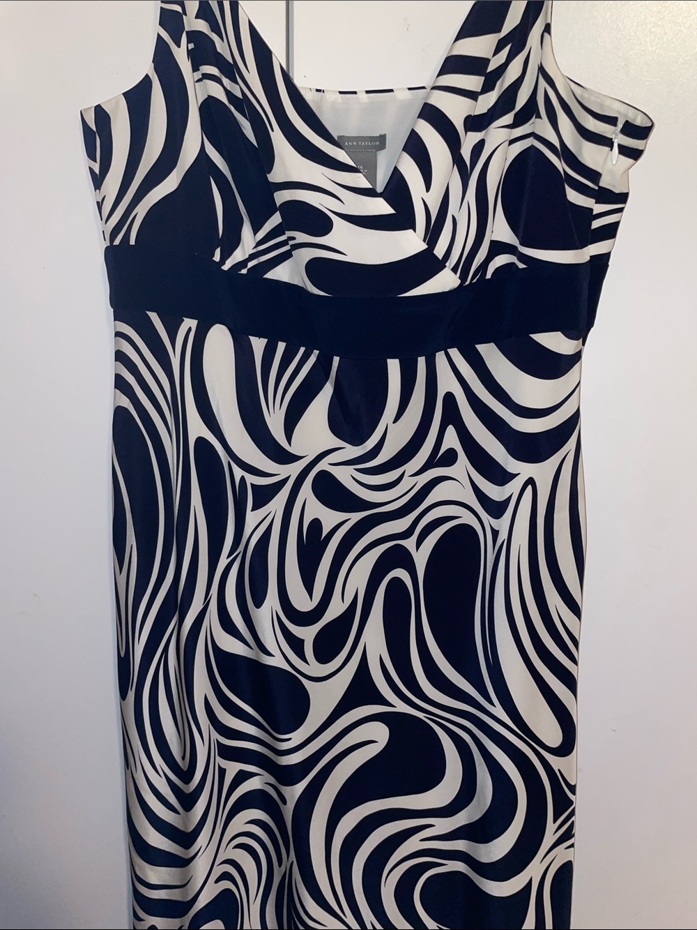 Ann Taylor Blue & White Swirl Slip Dress -  Women's Dress 14 spaghetti strap